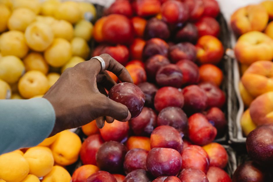 A selection of fresh fruits and vegetables at a Michigan farmers' market where Bridge Cards are accepted.