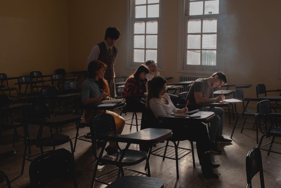 classroom setting with students learning Quechua